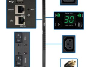 Tripp Lite PDUMNV30HV2LX PDU Monofásico Monitoreable de 5/5.8kW, Interfaz LX, Tomacorrientes de 208V / 240V (36 C13/6 C19), L6-30P, Cable de 3.05 m [10 pies], 0U 1.78 m [70"] de Altura, TAA
