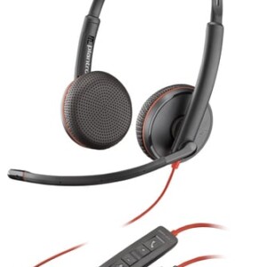 80S11A6, Poly Audífonos con Micrófono Binaural Blackwire C3225 USB-A, Stereo, Alámbrico, Negro