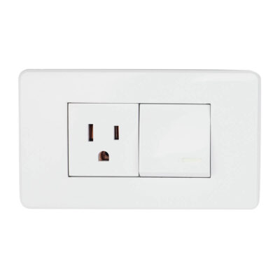 Apagador y contacto con placa blanca - 8840905