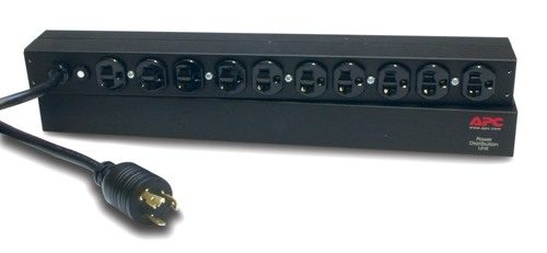 Unidad PDU para rack básica, capacidad de 1 U, 20 A, tensión de salida nominal 120 V, (10) 5-20; L5-20P, número de serie AP9564.,