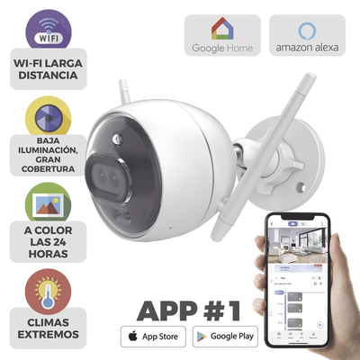 Bala IP 2 Megapíxel / Wi-Fi  / Doble Lente / COLORES EN OSCURIDAD /  Notificación a la App al Detectar Personas o Vehículos  / Grabación en la nube / Audio de dos vías / Luz Estroboscópica / Sirena / Ranura Para M: C3X