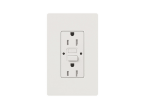 Tomacorriente 125V 15A resistente a manipulaciones, color blanco.: CAR15GFSTWHS
