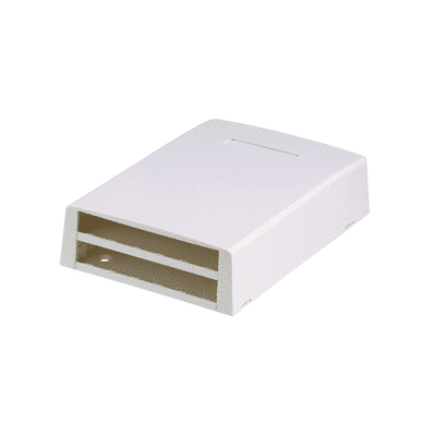 Caja de Montaje en Superficie, Con Accesorio para Resguardo de Fibra Óptica, Para 12 Módulos Mini-Com, Color Blanco   CBXF12WH-AY
