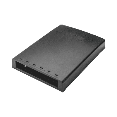 Caja de Montaje en Superficie, Con Accesorio para Resguardo de Fibra Óptica, Para 6 Módulos Mini-Com, Color Negro  CBXF6BL-AY