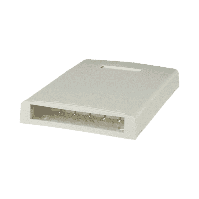 Caja de Montaje en Superficie, Con Accesorio para Resguardo de Fibra Óptica, Para 6 Módulos Mini-Com, Color Blanco Mate  CBXF6IW-AY