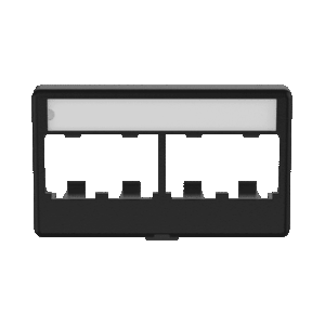 Placa de Mobiliario Modular Estándar, Salidas Para 4 Puertos Mini-Com, Con Espacio Para Etiquetas, Color Negro  CFFPL4BL