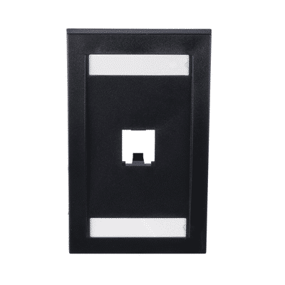 Placa de Pared Vertical Ejecutiva, Salida de 1 Puerto Mini-Com, Con Espacios Para Etiquetas, Color Negro  CFPE1BLY