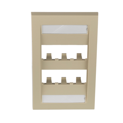 Placa de Pared Vertical Ejecutiva, Salida Para 6 Puertos Mini-Com, Con Espacios Para Etiquetas, Color Marfil CFPE6EIY