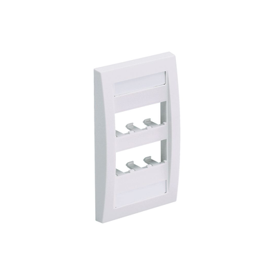 Placa de Pared Vertical Ejecutiva, Salida Para 6 Puertos Mini-Com, Con Espacios Para Etiquetas, Color Blanco Mate  CFPE6IWY
