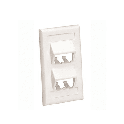 Placa de Pared Vertical Clásica, Salida Para 4 Puertos Mini-Com Inclinados, Con Espacios Para Etiquetas, Color Blanco Mate   CFPSL4IWY