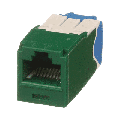 Conector Jack RJ45 Estilo TG, Mini-Com, Categoría 6A, de 8 posiciones y 8 cables, Color Verde  CJ6X88TGGR
