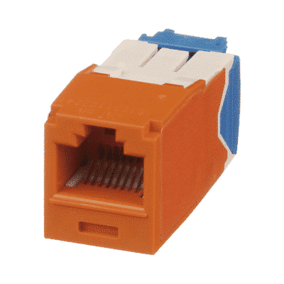 Conector Jack RJ45 Estilo TG, Mini-Com, Categoría 6A, de 8 posiciones y 8 cables, Color Naranja  CJ6X88TGOR