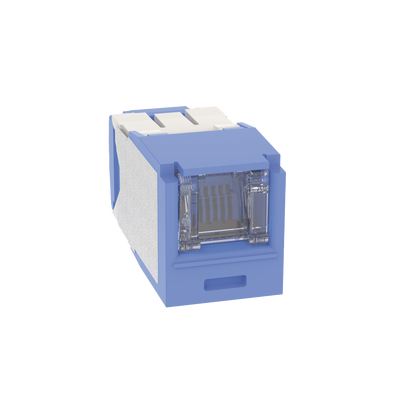 Conector Jack RJ45 Estilo TG con Ventana, Mini-Com, Categoría 6A, de 8 posiciones y 8 cables, Color Azul CJH6X88TGBU