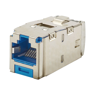 Conector Jack RJ45 Blindado, Estilo TG, Mini-Com, Categoría 6A, de 8 posiciones y 8 cables, Color Azul  CJS6X88TGBUY