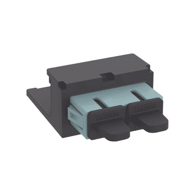 Módulo Acoplador SC Duplex, para Fibra Óptica Multimodo OM3/OM4, Tipo Mini-Com, Color Aqua  CMDAQSCZBL