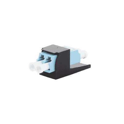 Módulo Acoplador LC Duplex, para Fibra Óptica Multimodo OM3/OM4, Tipo Mini-Com, Color Aqua  CMDSAQLCZBL
