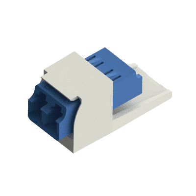 Módulo Acoplador LC Duplex, para Fibra Óptica Monomodo OS1/OS2, Tipo Mini-Com, Color Blanco Mate  CMDSLCZIW