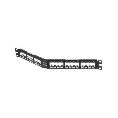 Panel de Parcheo Modular Mini-Com (Sin Conectores), Angulado, Totalmente Blindado, de 24 puertos, 1UR  CPA24BLY
