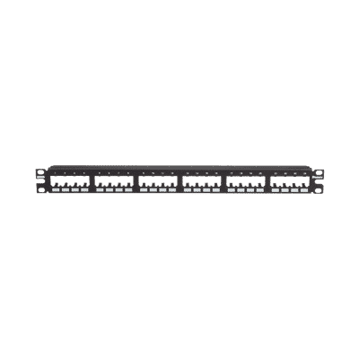 Panel de Parcheo Modular Mini-Com (Sin Conectores), Plano de Instalación al Ras, Sin Blindaje, de 24 puertos, 1UR  CPP24FMWBLY