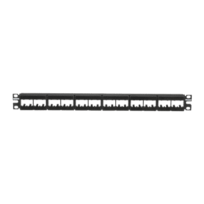 Panel de Parcheo Modular Mini-Com (Sin Conectores), Plano, Sin Blindaje, Con Etiqueta y Cubierta, de 24 puertos, 1UR  CPPL24WBLY