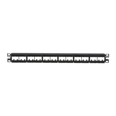 Panel de Parcheo Modular Mini-Com (Sin Conectores), Plano, Sin Blindaje, Con Etiqueta y Cubierta, de 24 puertos, 1UR CPPL24WBLY