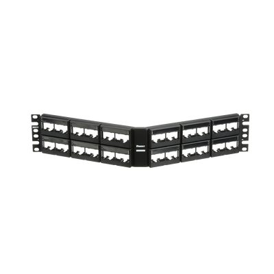 Panel de Parcheo Modular Mini-Com (Sin Conectores), Angulado, Sin Blindaje, Con Etiqueta y Cubierta, de 48 puertos, 2UR  CPPLA48WBLY