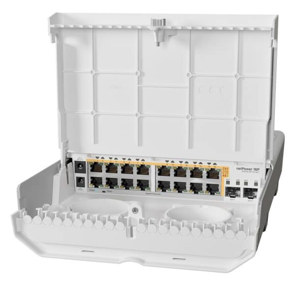 CRS318-16P-2S+OUT, netPower 16P, Switch Exteriores, 16 GEth PoE 802.3af/at, 2 SFP+ 10G, RouterOS/SwitchOS | Humberto Chacon