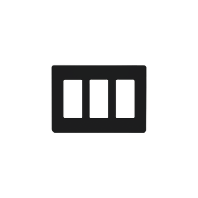 Placa de pared 3 espacio, para atenuador (dimmer), switch ó control remoto PICO inalámbrico.: CW3BL