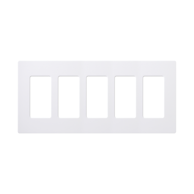 Placa de pared 5 espacios, para atenuador (dimmer), switch ó control remoto PICO inalámbrico: CW5WH