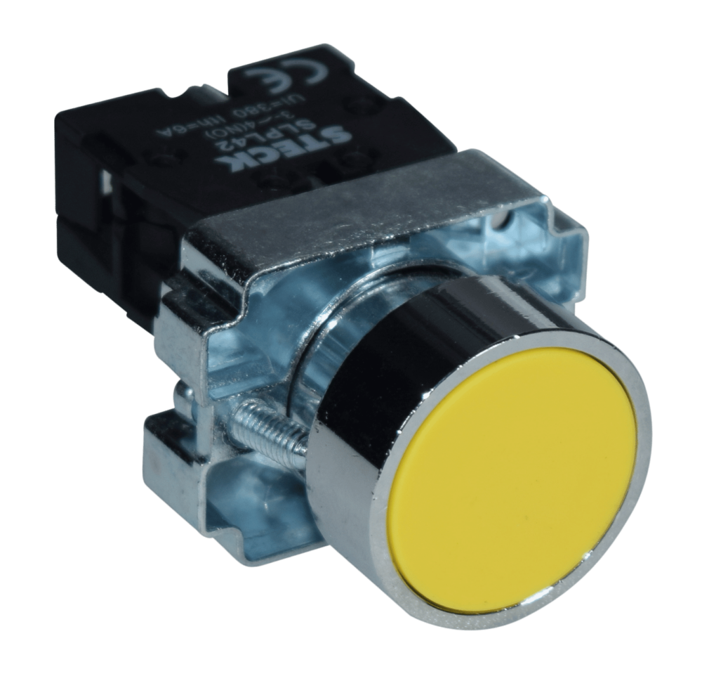 BOTON PULSADOR METÁLICO AMARILLO 22.5 MM SLMRN3