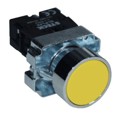 BOTON PULSADOR METÁLICO AMARILLO 22.5 MM SLMRN3