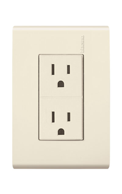 TOMA CORRIENTE DUP POL Y ATERR2P+T 15A127V C/PLACAMARFIL RES - E6028NR