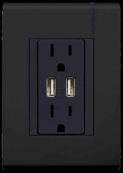 TOMACORRIENTE DUPLEX 2P+T+2 USC/PROTEC INF. 15A 127-250V~ NE - E6028NUSBPTLN