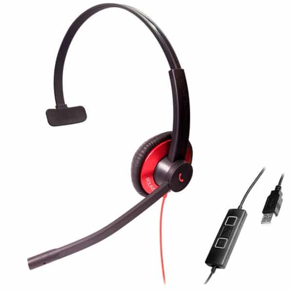 EPIC 511-R, Diadema ambiente extremo y controles, doble mic, USB y 3.5mm, rojo (Monoaural) | Humberto Chacon