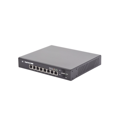 ES-8-150W, EdgeSwitch PoE 802.3at/af y PoE 24V, 8 x GigaEth, 2 x SFP, 150w. Para escritorio
