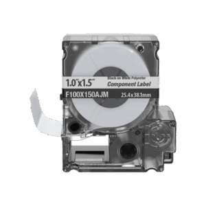 Casete de 150 Etiquetas Bandera, Poliéster de 25.4 mm x 38.1 mm, para Cables de 3.1 mm - 5.1 mm de Diámetro, Área de Impresión Color Blanco  F100X150AJM