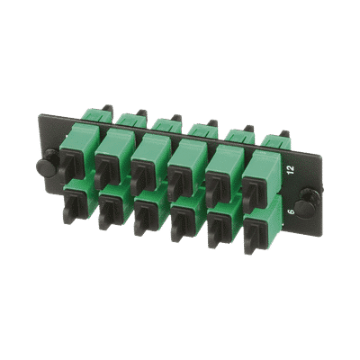 Placa Acopladora de Fibra Optica FAP, Con 12 Conectores SC/APC (12 Fibras), Para Fibra Monomodo OS1/OS2, Color Verde  FAP12WAGSCZ