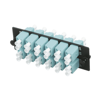 Placa Acopladora de Fibra Optica FAP, Con 12 Conectores LC Duplex (24 Fibras), Para Fibra Multimodo OM3/OM4, Color Aqua  FAP12WAQDLCZ