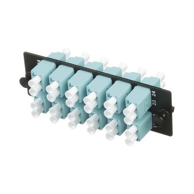 Placa Acopladora de Fibra Optica FAP, Con 12 Conectores LC Duplex (24 Fibras), Para Fibra Multimodo OM3/OM4, Color Aqua  FAP12WAQDLCZ