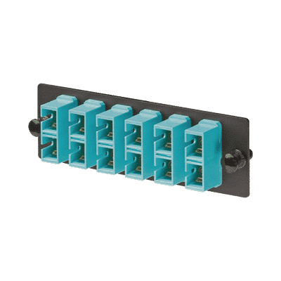 Placa Acopladora de Fibra Optica FAP, Con 6 Conectores SC Duplex (12 Fibras), Para Fibra Multimodo OM3/OM4, Color Aqua  FAP6WAQDSCZ