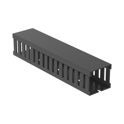 Canaleta Ranurada de PVC con Tapa, Tipo F, 44.5 mm de Ancho, 41.1 mm de Alto y 2 m de Largo, Color Gris FC1.5X1.5LG2