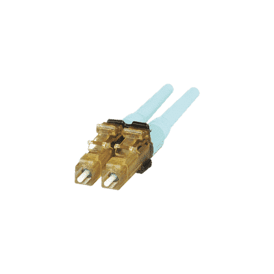Conector de Fibra Óptica LC Duplex OptiCam, Multimodo 50/125 OM3/OM4, Pre-pulido, Color Aqua  FLCDMCXAQY
