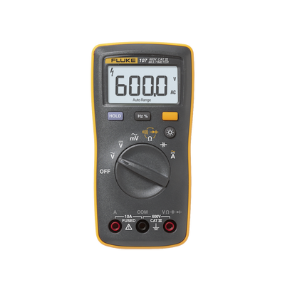 Multímetro Digital de Tamaño Compacto, Para Medición de Corriente y Tensión, Uso con Voltaje Máximo de 600 V, Pantalla LED Retroiluminada  FLUKE-107ESP