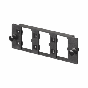 Placa Modular FAP de 6 Puertos Mini-Com, Acepta Módulos de Fibra Óptica, Cobre o Audio y Video, Color Negro  FMP6