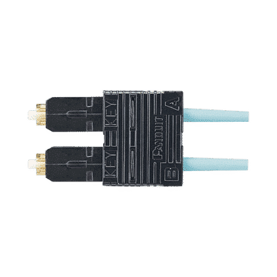 Conector de Fibra Óptica SC Duplex OptiCam, Multimodo 50/125 OM3/OM4, Pre-pulido, Color Aqua  FSC2DMCXAQ