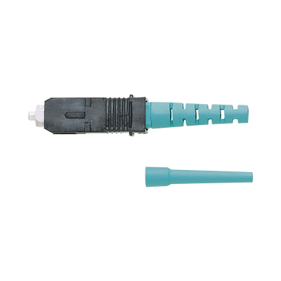 Conector de Fibra Óptica SC Simplex OptiCam, Multimodo 50/125 OM3/OM4, Pre-pulido, Color Aqua FSC2MCXAQ