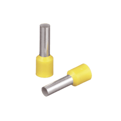 Ferrúl de cobre DIN Amarillo para Cable 10 AWG con largo 12 mm.  Paquete de 100 Piezas  FSD82-12-C