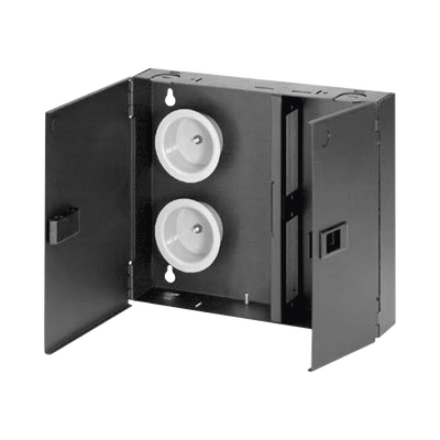 Caja de Conexión de Fibra Óptica, Para Montaje en Pared, Acepta 2 Placas FAP o FMP, Hasta 48 Fibras, Color Negro FWME2