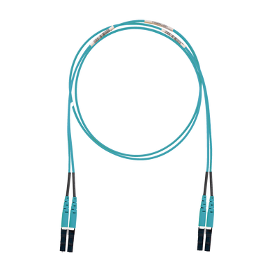 Jumper de Fibra Optica Multimodo 50/125 OM3, LC-LC Duplex, LSZH (Cero Halógenos), Color Aqua, 1 Metro  FX2ELLNLNSNM001