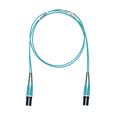 Jumper de Fibra Optica Multimodo 50/125 OM3, LC-LC Duplex, LSZH (Cero Halógenos), Color Aqua, 3 Metros  FX2ELLNLNSNM003